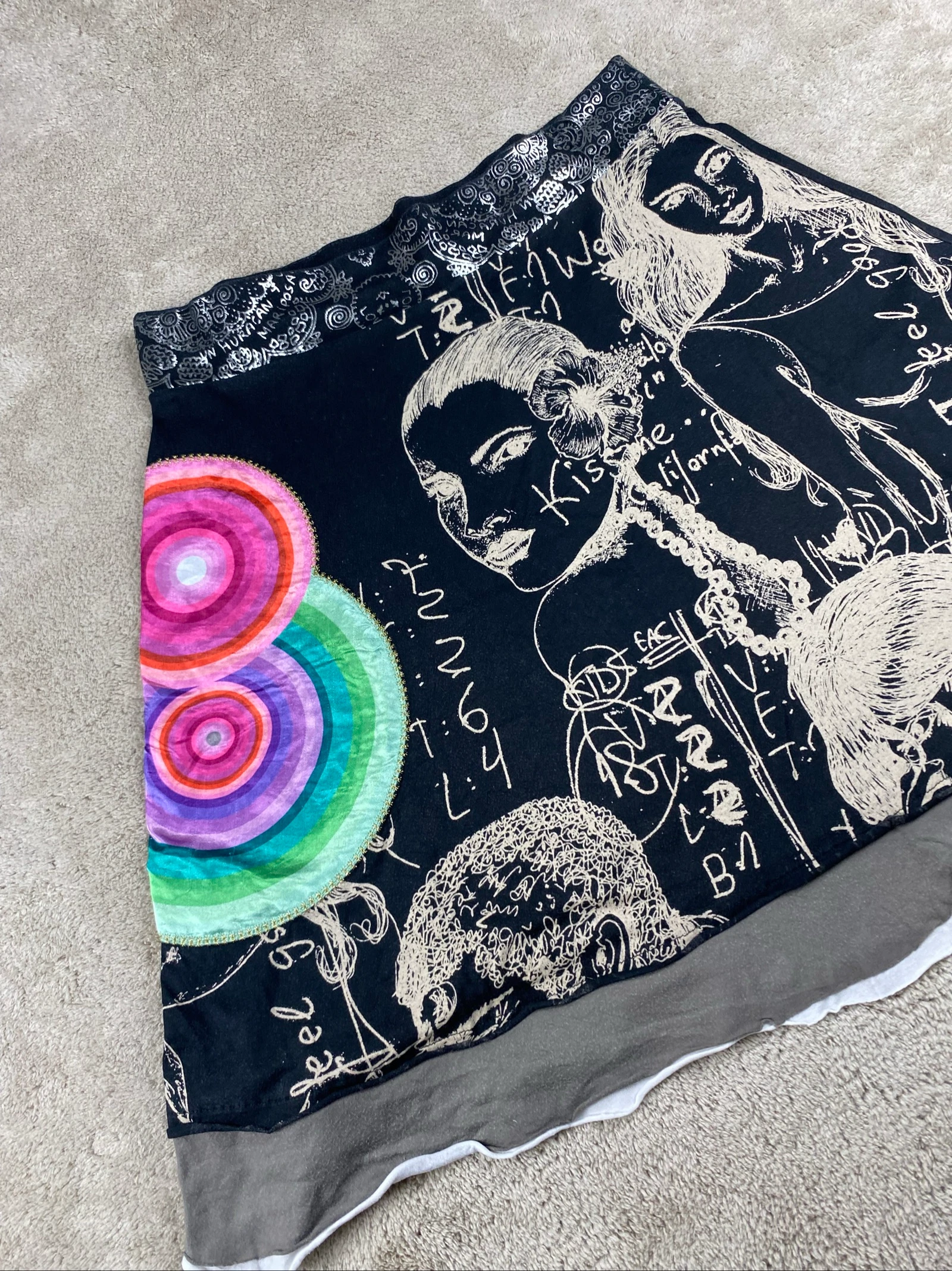 Desigual Saia Midi Estampa Artística Boho Y2K Tamanho G – photo 3